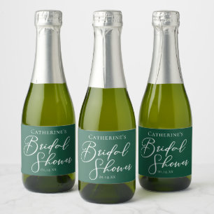 Emerald Green Bridal Shower Personalized Sparkling Wine Label
