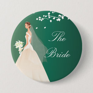 Emerald Green Bride Bridal Party Button