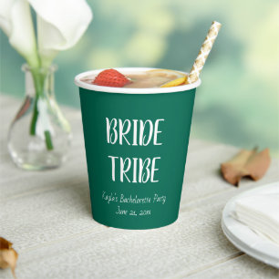 Emerald Green Bride Tribe Bachelorette Party Paper Cups
