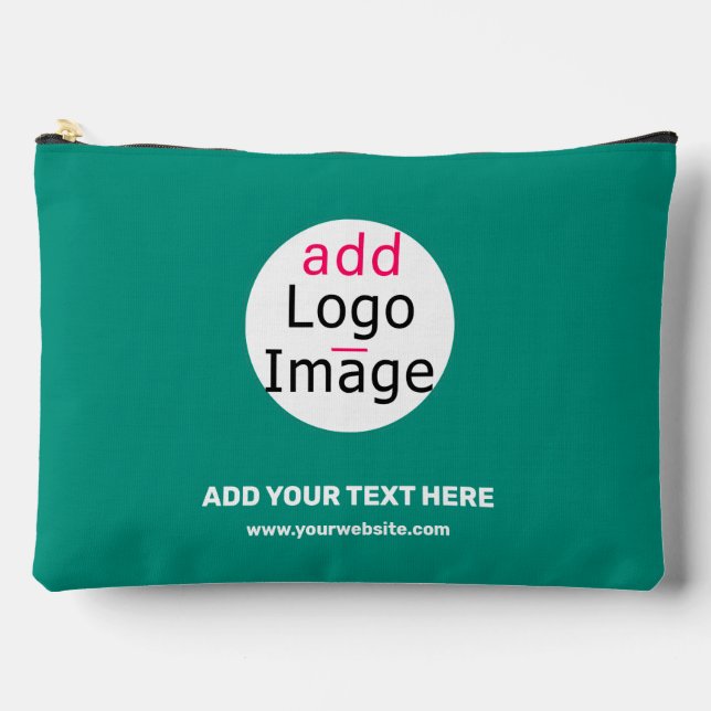 Emerald Green Business Chic Minimal Customisable  Accessory Pouch (Front)