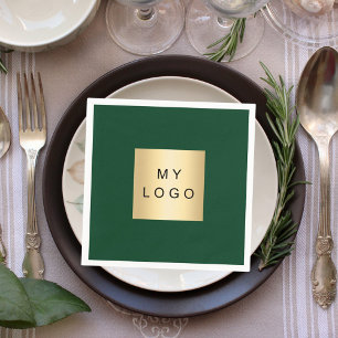 Emerald green business logo napkin