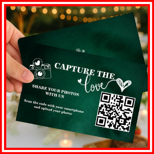 Emerald Green Capture The Love QR Wedding Enclosure Card
