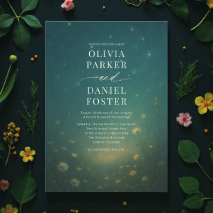 Emerald Green Celestial Meadow Wedding Invitation