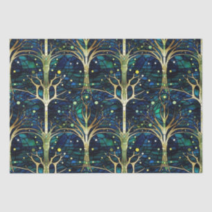 Emerald Green Celestial Tree Stained Glass Pattern Tissue Paper