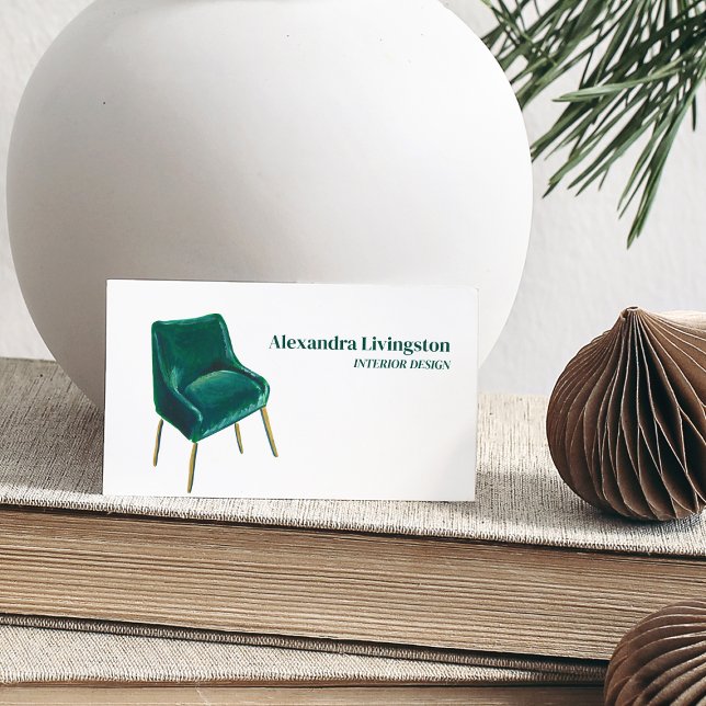 Emerald Green Chair Professional Design Minimalist Business Card (Creator Uploaded)