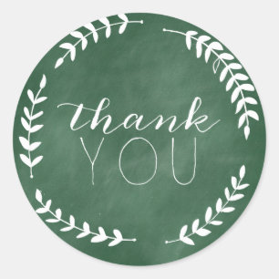 Emerald Green Chalkboard Thank You Laurel Sticker