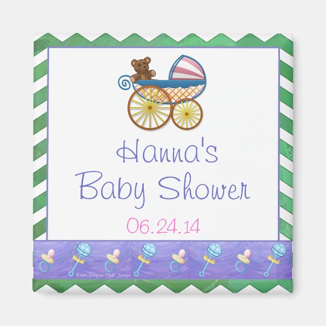 Emerald Green Chevron Baby Shower Magnet (Front)