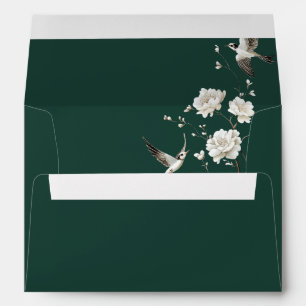 Emerald Green Chinoiserie Wedding Return Address Envelope