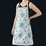 Emerald Green Christmas Snowflakes on Winter White Apron<br><div class="desc">Mixed sized pretty emerald green snowflakes are scattered throughout this Christmas seasonal pattern. This cute festive design with a crisp winter white background is sure to please any age and perfect for anyone who likes soft and delicate xmas patterns.</div>