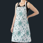 Emerald Green Christmas Snowflakes on Winter White Apron<br><div class="desc">Mixed sized pretty emerald green snowflakes are scattered throughout this Christmas seasonal pattern. This cute festive design with a crisp winter white background is sure to please any age and perfect for anyone who likes soft and delicate xmas patterns.</div>