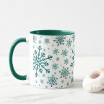 Emerald Green Christmas Snowflakes on Winter White Mug<br><div class="desc">Mixed sized pretty emerald green snowflakes are scattered throughout this Christmas seasonal pattern. This cute festive design with a crisp winter white background is sure to please any age and perfect for anyone who likes soft and delicate xmas patterns.</div>