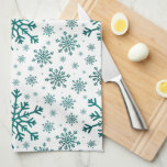 Emerald Green Christmas Snowflakes on Winter White Tea Towel<br><div class="desc">Mixed sized pretty emerald green snowflakes are scattered throughout this Christmas seasonal pattern. This cute festive design with a crisp winter white background is sure to please any age and perfect for anyone who likes soft and delicate xmas patterns.</div>