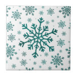 Emerald Green Christmas Snowflakes on Winter White Tile<br><div class="desc">Mixed sized pretty emerald green snowflakes are scattered throughout this Christmas seasonal pattern. This cute festive design with a crisp winter white background is sure to please any age and perfect for anyone who likes soft and delicate xmas patterns.</div>