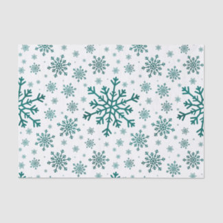 Emerald Green Christmas Snowflakes on Winter White Tissue Paper