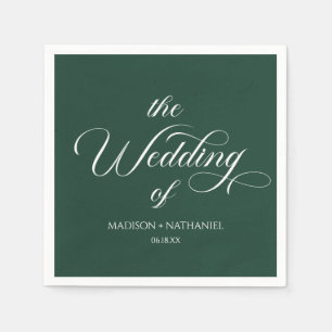 Emerald Green Classic Elegant Script Wedding Napkin