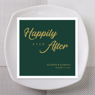 Emerald Green Classic Happily Ever After Wedding Napkin