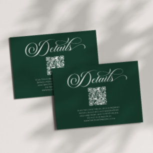 Emerald Green Classic QR Code Wedding Details Enclosure Card