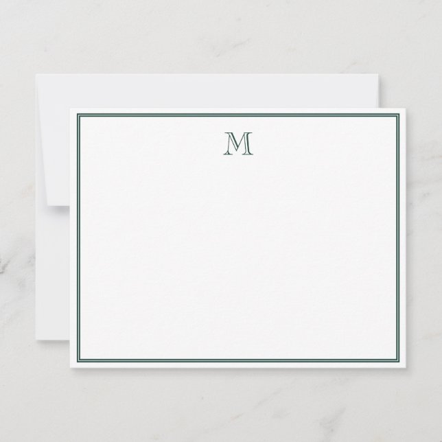 Emerald Green Classic Vintage Initial Letter Card (Front)