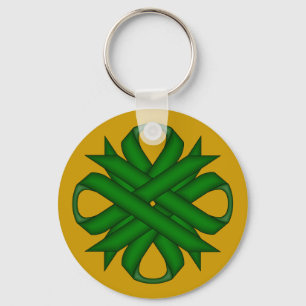 Emerald Green Clover Ribbon by Kenneth Yoncich Key Ring
