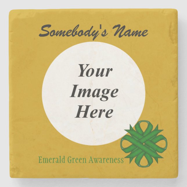 Emerald Green Clover Ribbon by Kenneth Yoncich Stone Coaster (Front)