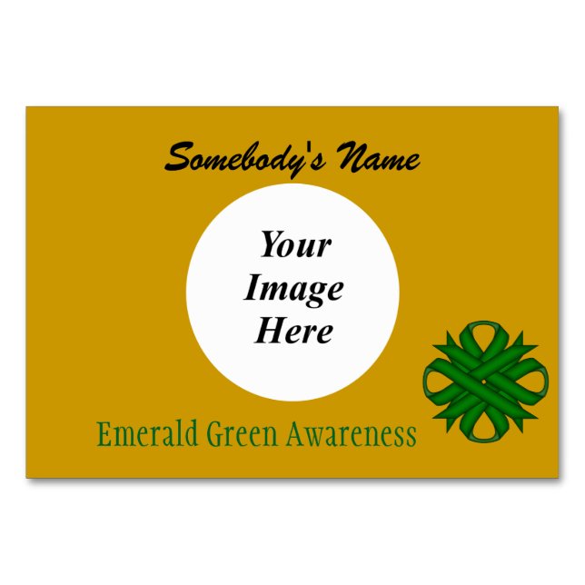 Emerald Green Clover Ribbon Template by K Yoncich Table Number (Front)