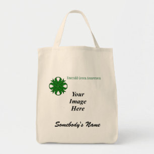 Emerald Green Clover Ribbon Template by K Yoncich Tote Bag