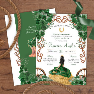 Emerald Green Country Western Charro Quinceañera  Invitation
