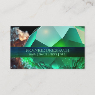 Emerald Green Crystal Gemstone Glam Luxury Elegant Business Card