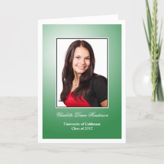 Emerald green custom photo graduation announcement