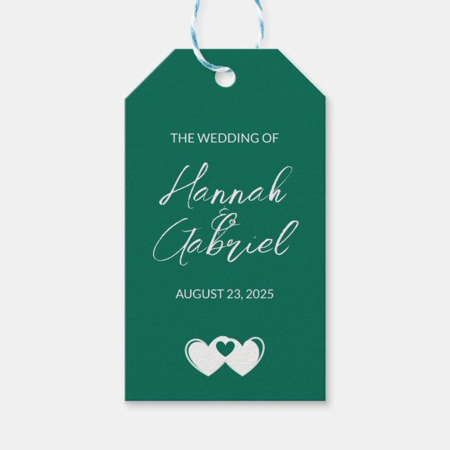 Emerald Green Custom Wedding Gift Tags (Front)