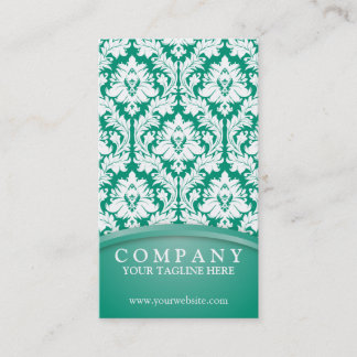 Emerald Green Damask Business Card