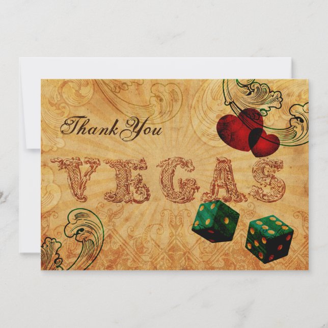 emerald green dice Vintage Vegas Thank You Invitation (Front)