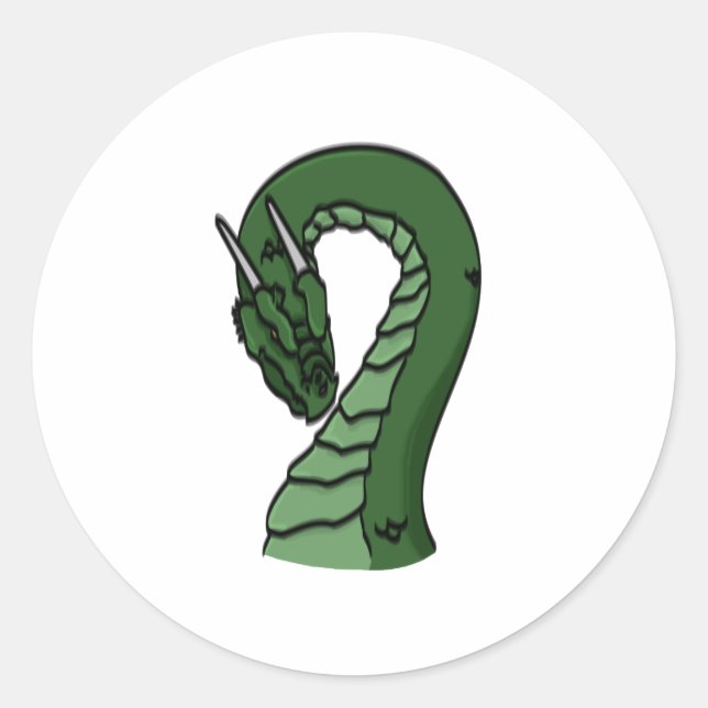 Emerald Green Dragon Fantasy Emblem Classic Round Sticker (Front)