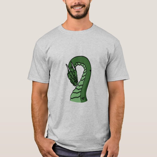 Emerald Green Dragon Fantasy Emblem T-Shirt (Front)