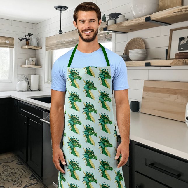 Emerald Green Dragon Portrait Head Fantasy Apron (Creator Uploaded)