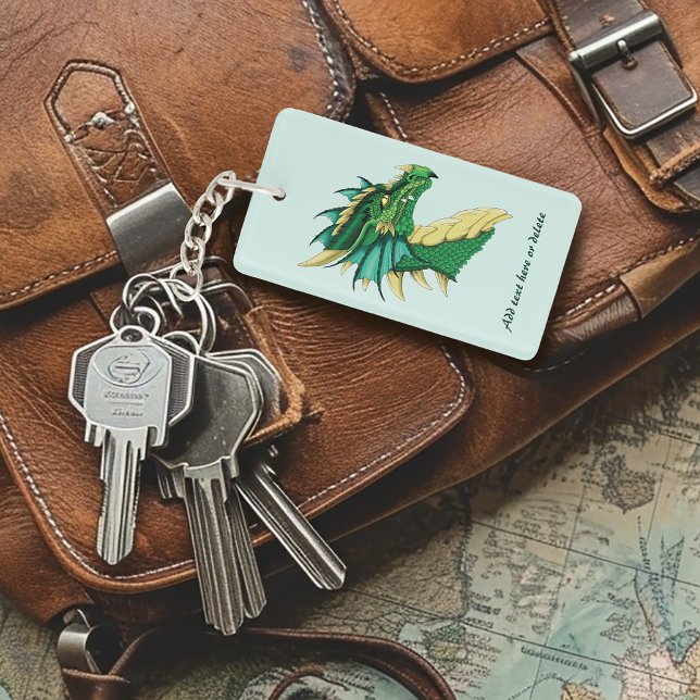 Emerald Green Dragon Portrait Head Fantasy Key Ring (Creator Uploaded)