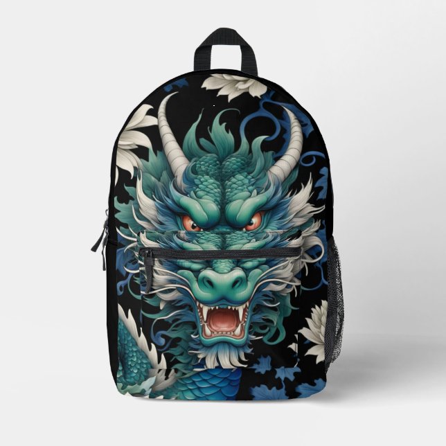 Emerald Green Dragon Print Cut Sew Bag (Front)