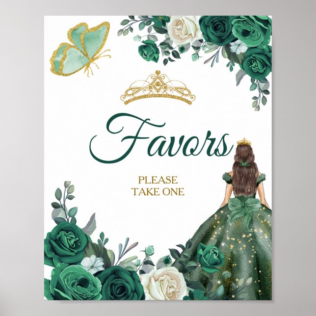 Emerald Green Dresses Quinceañera Favours Poster (Front)