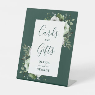 Emerald Green Elegant Floral Cards And Gifts Pedestal Sign