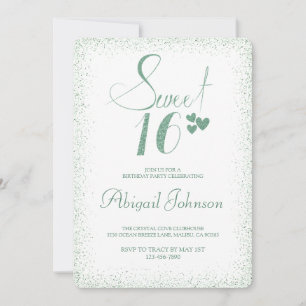 Emerald Green Elegant Girls Sweet 16 Birthday  Invitation