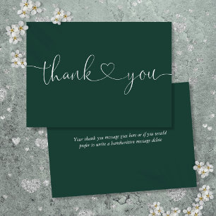 Emerald Green Elegant Minimalist Script Heart Thank You Card