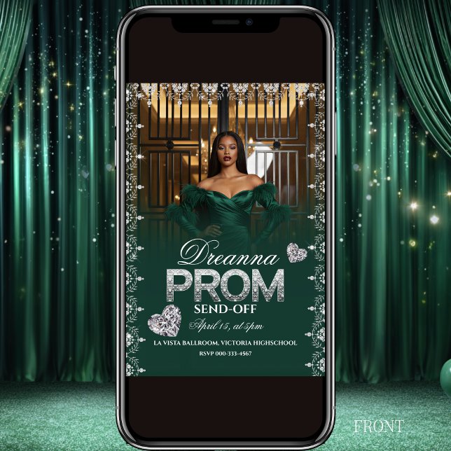 Emerald Green Elegant Prom Send-Off Invitation (Creator Uploaded)