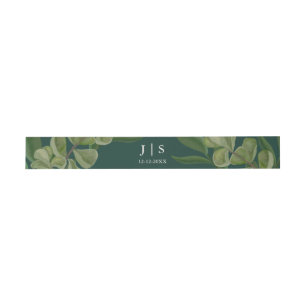 Emerald green Elegant rustic greenery leaves lush Invitation Belly Band