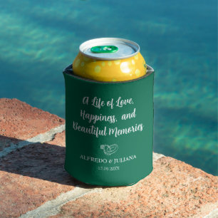 Emerald Green Elegant Wedding Cheers to Love Can Cooler