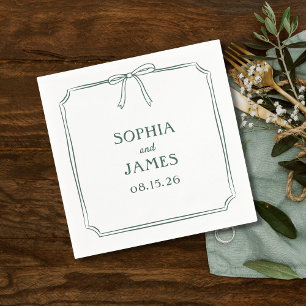 Emerald Green Elegant Whimsical Simple Bow Wedding Napkin