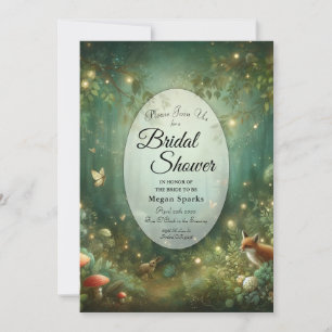 Emerald Green Enchanted Forest Bridal Shower Invitation