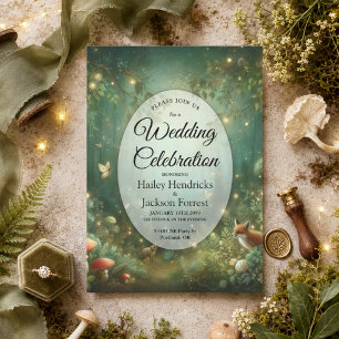 Emerald Green Enchanted Forest Wedding Invitation