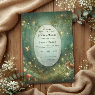 Emerald Green Enchanted Forest Wedding Invitation