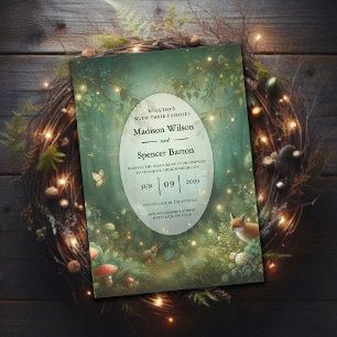 Emerald Green Enchanted Forest Wedding Invitation