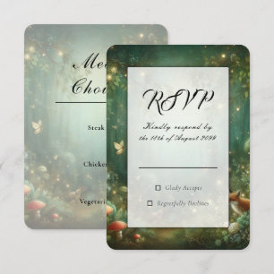 Emerald Green Enchanted Forest Wedding  RSVP Card